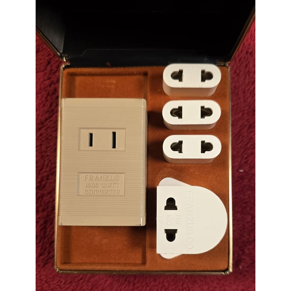 Vintage Franzus CA-1600 Travel Converter Kit 1600W w Adapters Case